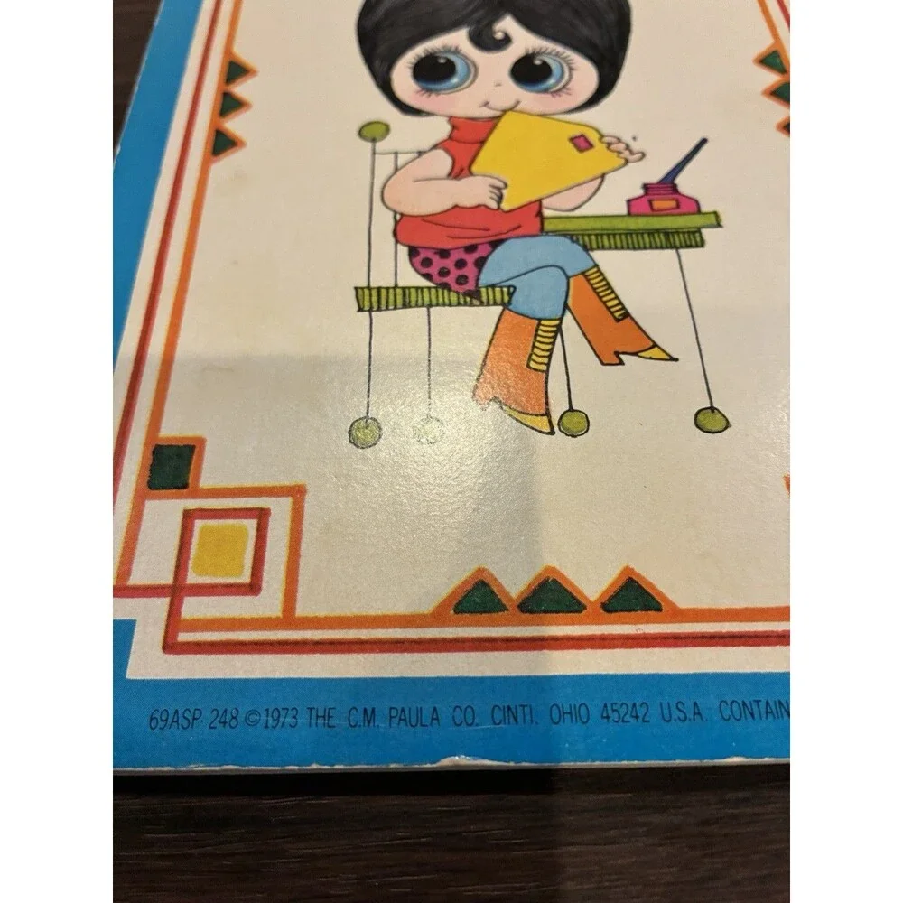 Vintage 1973 Paula Presents Brite Eyes Stationery Writing Pad Big Eye 19 Pages